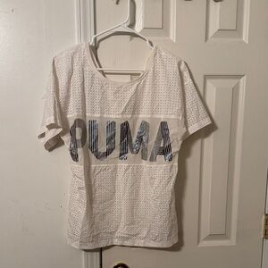 Puma White and Black Perforated Tee